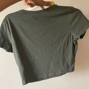 Solid olive green cropped top